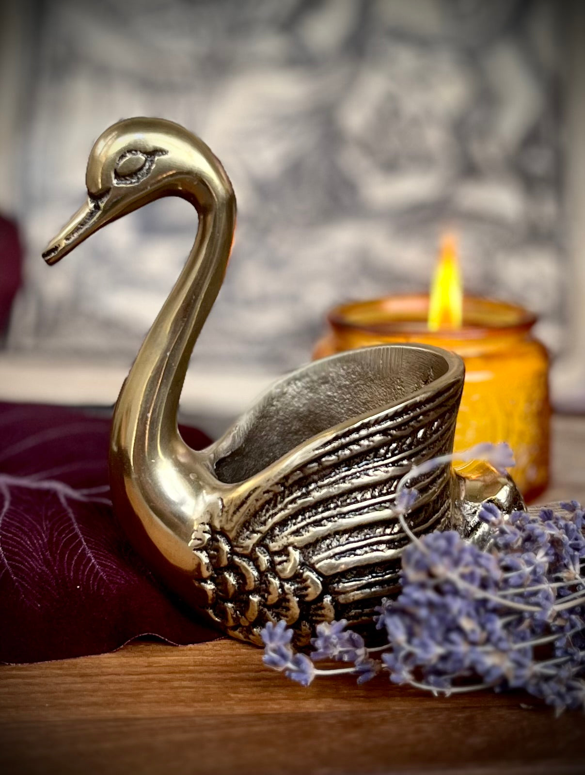 Brass Swan candle holder