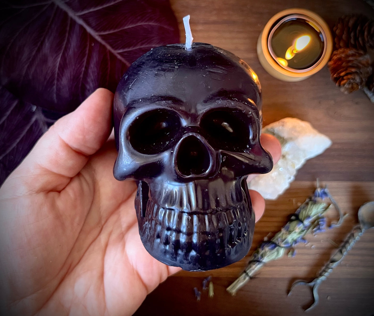 Black Skull Candle